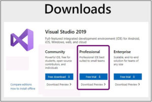 download product key for visual studio 2019 professional