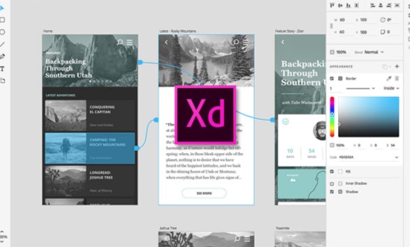 Adobe XD được sử dụng phổ biến trong lĩnh vực thiết kế nền tảng Android, IOS và web